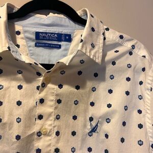 Nautica Blue Sail Button Shirt Medium Classic Preppy Nautical Mens Long Sleeve